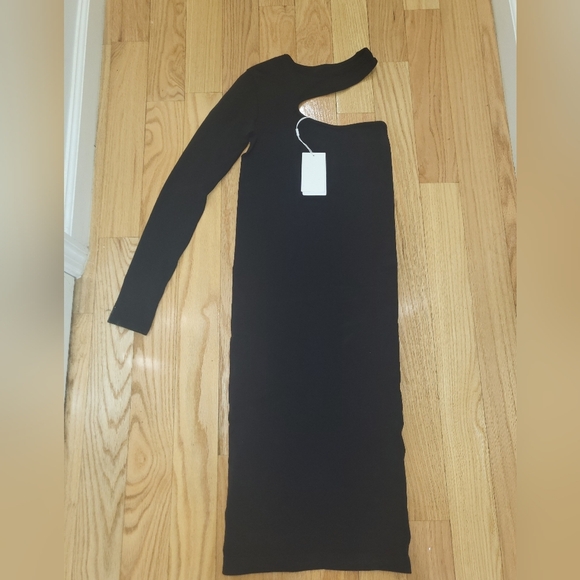 P1. NWT HELMUT LANG One Sleeve Cut Out Fitted Dress Size XS/S - Picture 5 of 7